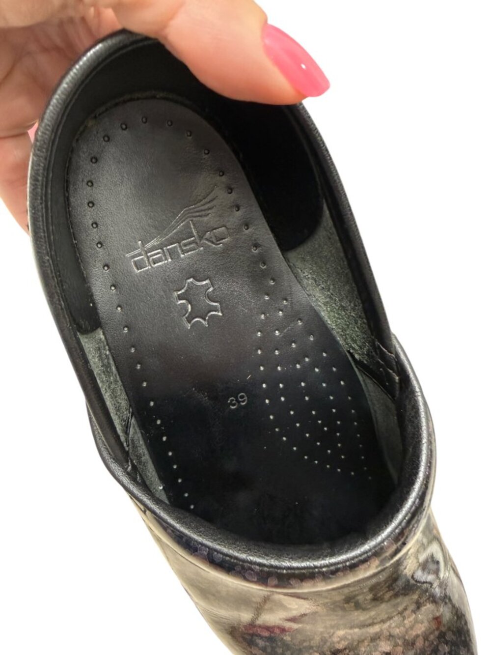 Dansko Professional Graphic Quartz Patent Leather Womens Clogs Size 9 / 39 - Picture 5 of 9